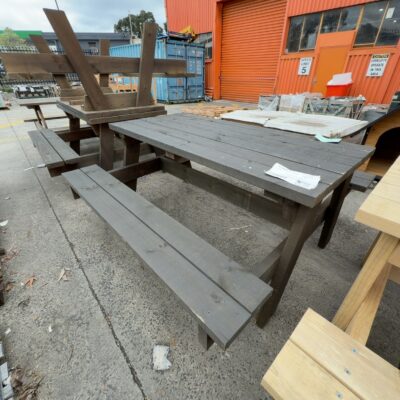 PINE OUTDOOR PICNIC TABLE - DARK STAIN