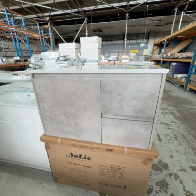 NEW 900MM LOLA GREY WALL HUNG VANITY, DRAWERS RIGHT, WITH ALPINE FLAT STONE TOP CAWH11-900R & ST86FT NEW 900MM LOLA GREY WALL HUNG VANITY, DRAWERS RIGHT, WITH ALPINE FLAT STONE TOP CAWH11-900R & ST86FT