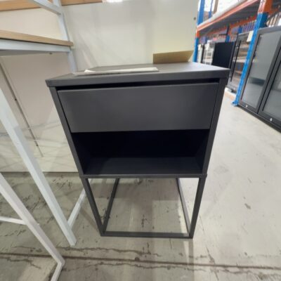 EX STAGING - BLACK BEDSIDE TABLE, SOLD AS IS