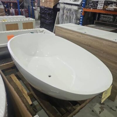 DELIGHT EGG SHAPED SOLID SURFACE GLOSS FREESTANDING BATH, 1780 X 980, SI8833-1780 RRP$3000
