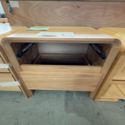 EX DISPLAY - LENA MESSMATE CURVED BEDSIDE TABLE, SOLD AS IS *MISSING DRAWER FRONT* EX DISPLAY - LENA MESSMATE CURVED BEDSIDE TABLE, SOLD AS IS *MISSING DRAWER FRONT*