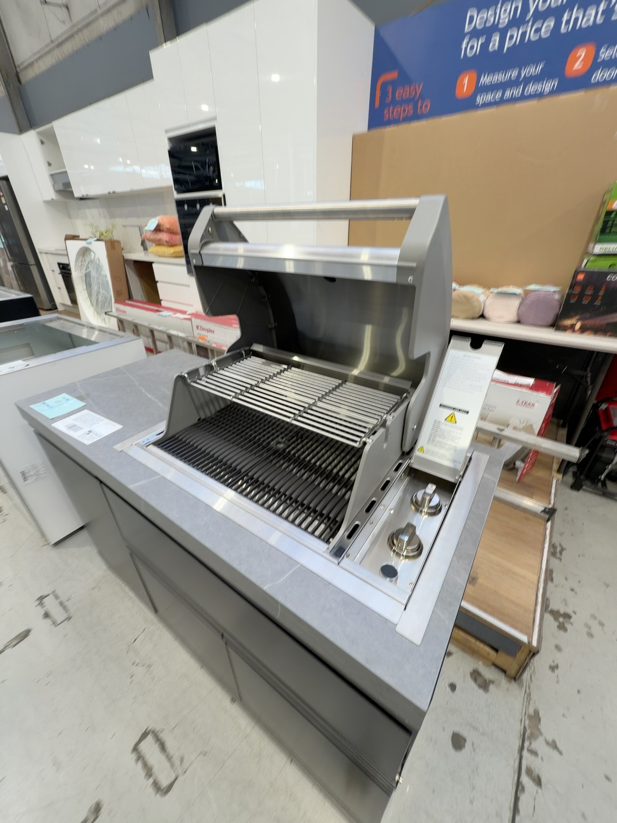 BRAND NEW TC2K-MK2 CROSSWAY COMPACT OUTDOOR BBQ KITCHEN WITH 2 BURNER GAS LPG BBQ, WITH GREY SINTERED STONE TOP, HIGH INTENSITY BBQ FLUSHMOUNT, 1385 LONG X 610 DEEP X 1403MM HIGH, BLACK POWDER COATED CABINETS RRP$4099 WITH 3 MONTH WARRANTY (NEW BOXED STOCK, FLAT PACKED CABINETRY) BRAND NEW TC2K-MK2 CROSSWAY COMPACT OUTDOOR BBQ KITCHEN WITH 2 BURNER GAS LPG BBQ, WITH GREY SINTERED STONE TOP, HIGH INTENSITY BBQ FLUSHMOUNT, 1385 LONG X 610 DEEP X 1403MM HIGH, BLACK POWDER COATED CABINETS RRP$4099 WITH 3 MONTH WARRANTY (NEW BOXED STOCK, FLAT PACKED CABINETRY)