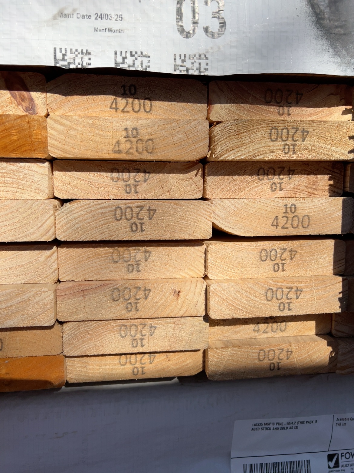 140X35 MGP10 PINE-90/4.2 (THIS PACK IS AGED STOCK AND SOLD AS IS) 140X35 MGP10 PINE-90/4.2 (THIS PACK IS AGED STOCK AND SOLD AS IS)