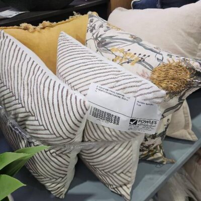 EX DISPLAY HOME STAGING FURNITURE - LOT OF ASSORTED DESIGNER CUSHIONS, SOLD AS IS