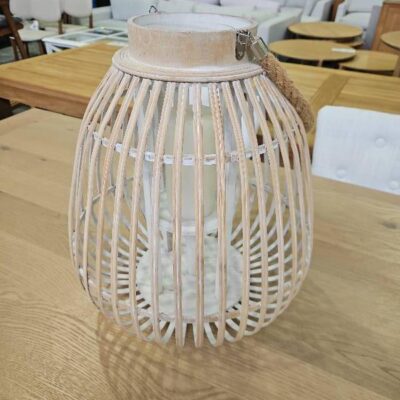 EX DISPLAY HOME STAGING FURNITURE - CANE CANDLE HOLDER SOLD AS IS