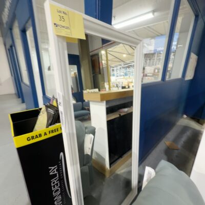 EX DISPLAY HOME STAGING FURNITURE - TALL WHITE MIRROR 1650MM X 750MM, SOLD AS IS