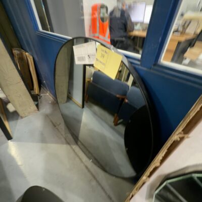 EX DISPLAY HOME STAGING FURNITURE - 1000MM BLACK ROUND MIRROR, SOLD AS IS