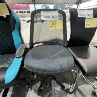 SAMPLE - DARK GREY OFFICE CHAIR, FABRIC SEAT, MESH BACK, ADJUSTALBE TILT & SEAT HEIGHT ADJUSTABLE, WEIGHT 120KG RRP$169, SOLD AS IS