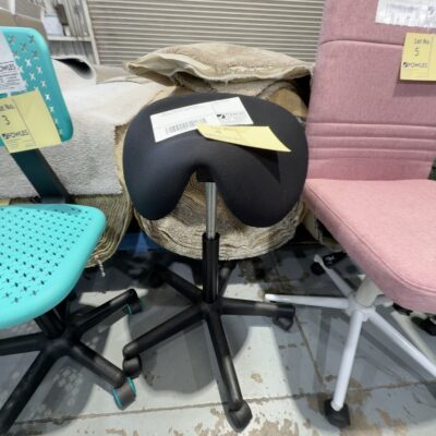 SAMPLE - BLACK SADDLE STOOL WITH ADJUSTABLE SEAT TILT, RRP$179 SOLD AS IS