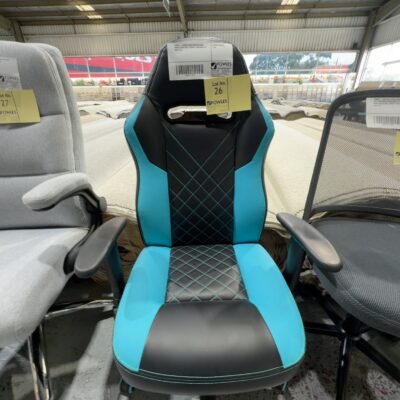 SAMPLE - BLACK & BLUE RACER GAMING CHAIR, ADJUSTABLE, WEIGHT 120KG RRP$199 SOLD AS IS