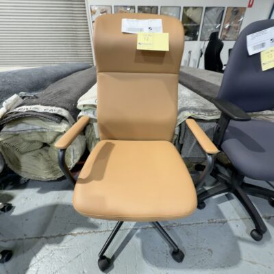 SAMPLE - LIGHT TAN PU HIGH BACK OFFICE CHAIR, RRP$199 SOLD AS IS