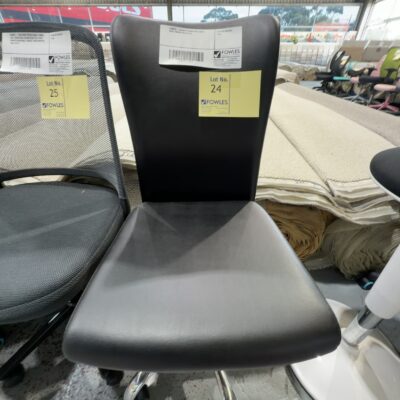 SAMPLE - BLACK PU CHAIR WITH METAL BASE, RRP$99 SOLD AS IS