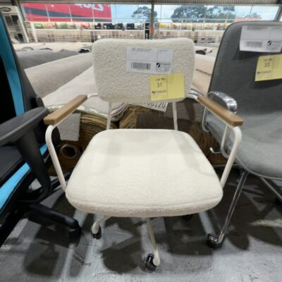 SAMPLE - BEIGE BOUCLE OFFICE CHAIR, WEIGHT 120KG RRP$150 SOLD AS IS
