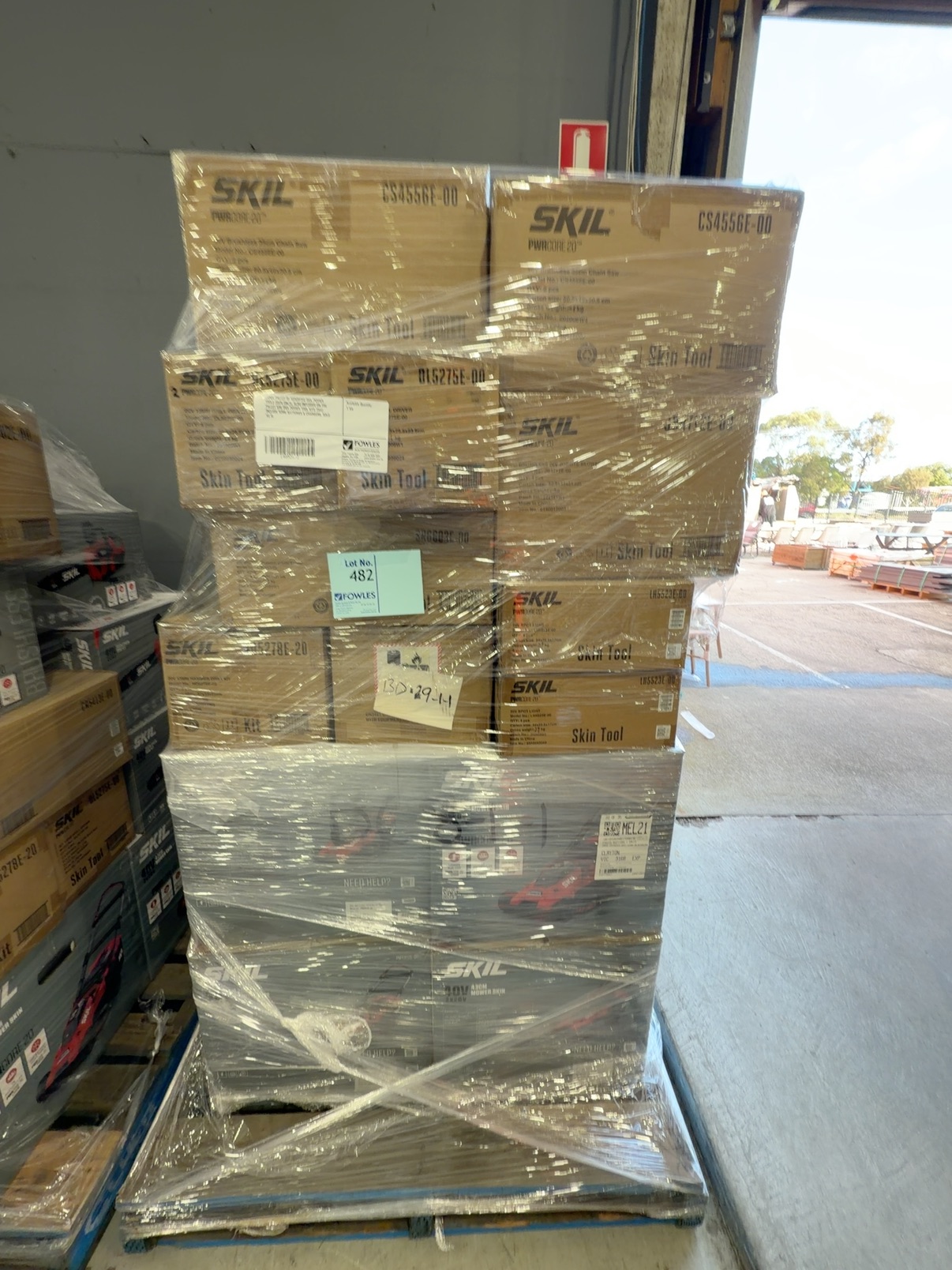 LARGE PALLET OF ASSORTED SKIL POWER TOOLS (SKIN ONLY), ALSO INCLUDED ON THE PALLET ARE SKIL POWER TOOL KITS THAT INCLUDE SOME BATTERIES & CHARGERS, SOLD AS IS LARGE PALLET OF ASSORTED SKIL POWER TOOLS (SKIN ONLY), ALSO INCLUDED ON THE PALLET ARE SKIL POWER TOOL KITS THAT INCLUDE SOME BATTERIES & CHARGERS, SOLD AS IS