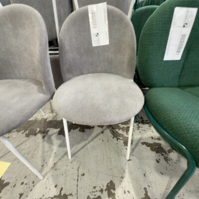 EX HIRE GREY CORD DINING CHAIR WITH WHITE METAL FRAME, SOLD AS IS EX HIRE GREY CORD DINING CHAIR WITH WHITE METAL FRAME, SOLD AS IS