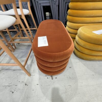 EX HIRE OVAL RUST OTTOMAN, SOLD AS IS EX HIRE OVAL RUST OTTOMAN, SOLD AS IS