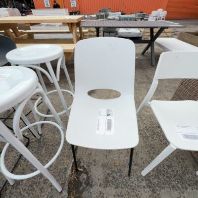 EX DISPLAY HOME STAGING FURNITURE - WHITE CHAIR SOLD AS IS