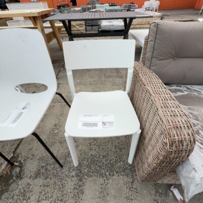 EX DISPLAY HOME STAGING FURNITURE - WHITE CHAIR SOLD AS IS