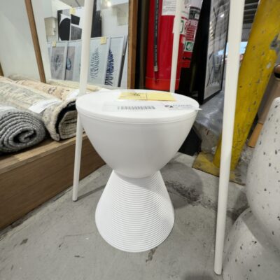 EX DISPLAY HOME STAGING FURNITURE - WHITE ROUND SIDE TABLE SOLD AS IS