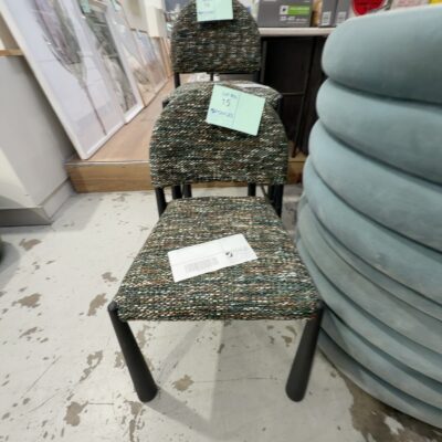 EX HIRE GREEN PLAID DINING CHAIR, SOLD AS IS