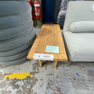 EX STAGING FURNITURE - RATTAN OTTOMAN, SOLD AS IS
