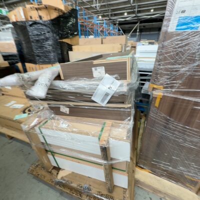 PALLET OF CUSTOM MADE CABINETS, KICKBOARDS AND PANELS, SOLD AS IS PALLET OF CUSTOM MADE CABINETS, KICKBOARDS AND PANELS, SOLD AS IS