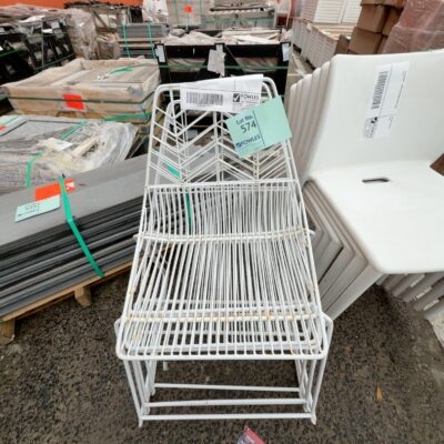 EX STAGING - WHITE WIRE OUTDOOR CHAIR SOLD AS IS