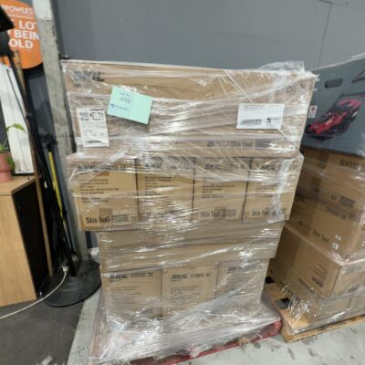 PALLET OF ASSORTED SKIIL POWER TOOLS, A COMBINATION OF SKIN ONLY TOOLS (NO BATTERIES) AND ASSORTED SKIL POWER TOOL KITS WITH BATTERIES, SOLD AS IS PALLET OF ASSORTED SKIIL POWER TOOLS, A COMBINATION OF SKIN ONLY TOOLS (NO BATTERIES) AND ASSORTED SKIL POWER TOOL KITS WITH BATTERIES, SOLD AS IS