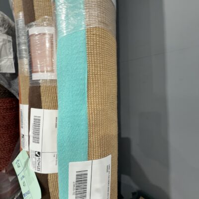 LARGE JUTE RUG 240CM X 300CM WITH TEAL BORDER