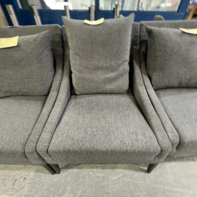 EX STAGING - GREY ARMCHAIR, SOLD AS IS