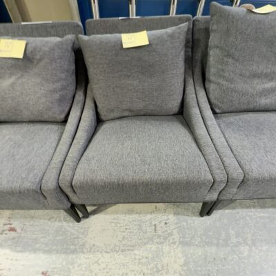 EX STAGING - GREY ARMCHAIR, SOLD AS IS