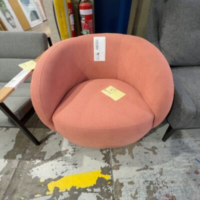 EX STAGING - PINK TUB CHAIR, SOLD AS IS