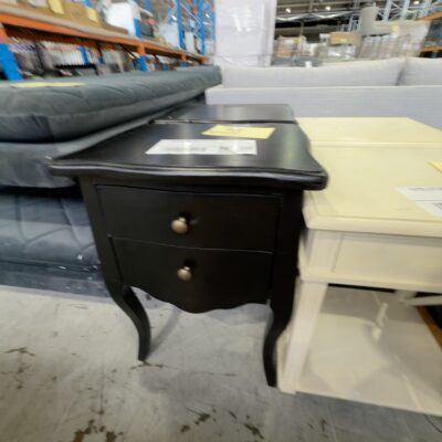 EX STAGING - BLACK TIMBER BEDSIDE TABLE, SOLD AS IS **SOME MARKS**