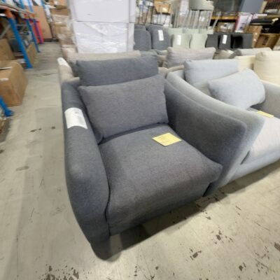 EX STAGINGM DARK GREY ARMCHAIR SOLD AS IS