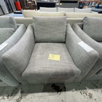 EX STAGING GREY/WHITE ARMCHAIR SOLD AS IS