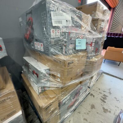 LARGE PALLET OF ASSORTED SKIL POWER TOOLS (SKIN ONLY), ALSO INCLUDED ON THE PALLET ARE SKIL POWER TOOL KITS THAT INCLUDE SOME BATTERIES & CHARGERS, SOLD AS IS LARGE PALLET OF ASSORTED SKIL POWER TOOLS (SKIN ONLY), ALSO INCLUDED ON THE PALLET ARE SKIL POWER TOOL KITS THAT INCLUDE SOME BATTERIES & CHARGERS, SOLD AS IS