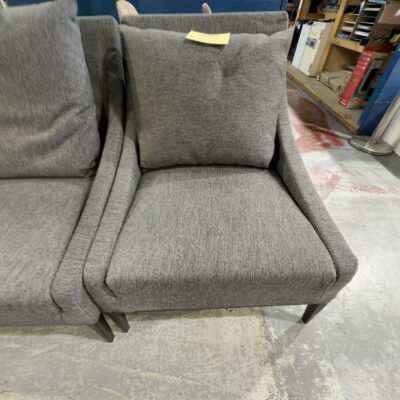 EX STAGING - GREY ARMCHAIR, SOLD AS IS