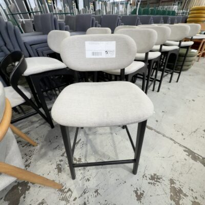 NEW DISCONTINUED FURNITURE - ARLO BAR STOOL, OAK BLACK, SILVER FABRIC NEW DISCONTINUED FURNITURE - ARLO BAR STOOL, OAK BLACK, SILVER FABRIC