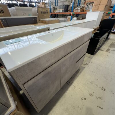 NEW AULIC LOLA 1200MM FLOOR VANITY WITH CRYSTAL CERAMIC VANITY TOP CA11-1200R-CT28 RRP$1465 NEW AULIC LOLA 1200MM FLOOR VANITY WITH CRYSTAL CERAMIC VANITY TOP CA11-1200R-CT28 RRP$1465
