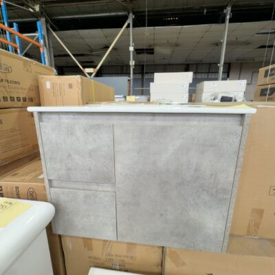 NEW AULIC LOLA CONCRETE GREY WALL HUNG 750MM VANITY, DRAWERS LEFT, WITH CERAMIC TOP RRP$969 CAWH11-750L-CT28 NEW AULIC LOLA CONCRETE GREY WALL HUNG 750MM VANITY, DRAWERS LEFT, WITH CERAMIC TOP RRP$969 CAWH11-750L-CT28