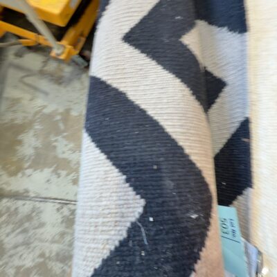 EX DISPLAY HOME FURNITURE - BLACK & BEIGE ZIG ZAG FLOOR RUG 2970MM X 1980MM SOLD AS IS