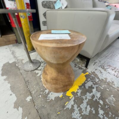 EX DISPLAY HOME FURNITURE - TIMBER ROUND SIDE TABLE SOLD AS IS