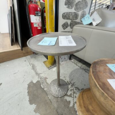 EX DISPLAY HOME FURNITURE - DARK METAL ROUND SIDE TABLE 400MM SOLD AS IS