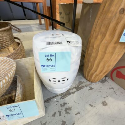EX DISPLAY HOME FURNITURE - WHITE CERAMIC SIDE TABLE SOLD AS IS EX DISPLAY HOME FURNITURE - WHITE CERAMIC SIDE TABLE SOLD AS IS