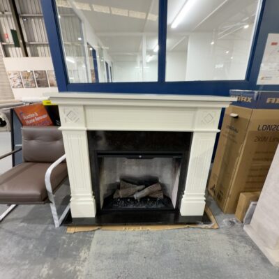 EX DISPLAY OSBOURNE WHITE MANTLE 2KW HEATER, ORNATE CARVING, STONE BASE RRP$2799 WITH 3 MONTH WARRANTY EX DISPLAY OSBOURNE WHITE MANTLE 2KW HEATER, ORNATE CARVING, STONE BASE RRP$2799 WITH 3 MONTH WARRANTY