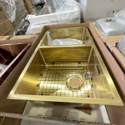 NEW BOXED BELLING LIGHT GOLD SINK, DOUBLE BOWL BDSF7620LG NEW BOXED BELLING LIGHT GOLD SINK, DOUBLE BOWL BDSF7620LG