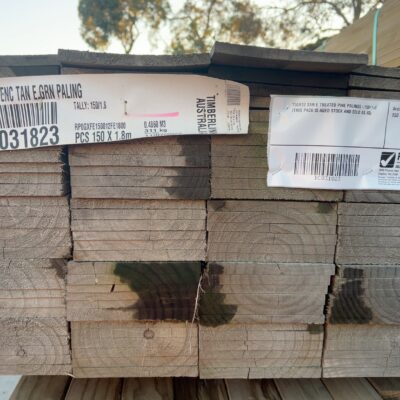 150X12 TAN E TREATED PINE PALINGS-150/1.8 (THIS PACK IS AGED STOCK AND SOLD AS IS)