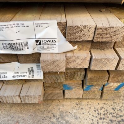 75X50 SAWN TAN E TREATED PINE FENCE RAILS-63/4.8 (THIS PACK IS AGED STOCK AND SOLD AS IS) 75X50 SAWN TAN E TREATED PINE FENCE RAILS-63/4.8 (THIS PACK IS AGED STOCK AND SOLD AS IS)