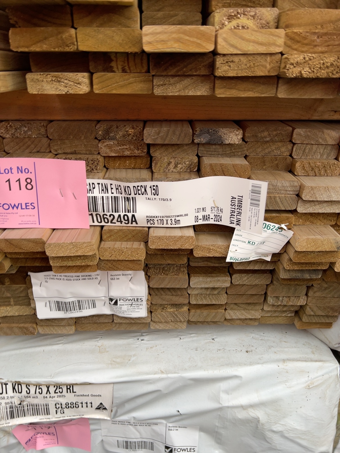70X22 TAN E H3 TREATED PINE DECKING-170/3.9 (THIS PACK IS AGED STOCK AND SOLD AS IS) 70X22 TAN E H3 TREATED PINE DECKING-170/3.9 (THIS PACK IS AGED STOCK AND SOLD AS IS)