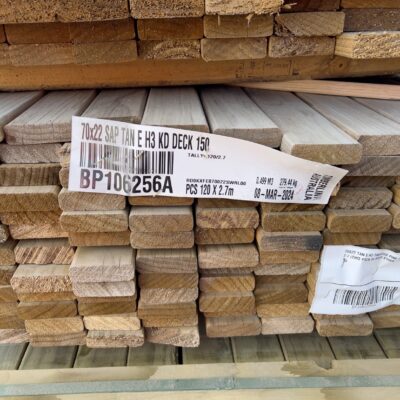 70X22 TAN E H3 TREATED PINE DECKING-120/2.7 (THIS PACK IS AGED STOCK AND SOLD AS IS) 70X22 TAN E H3 TREATED PINE DECKING-120/2.7 (THIS PACK IS AGED STOCK AND SOLD AS IS)